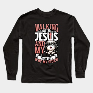 Jesus and dog - Shih Tzu Long Sleeve T-Shirt